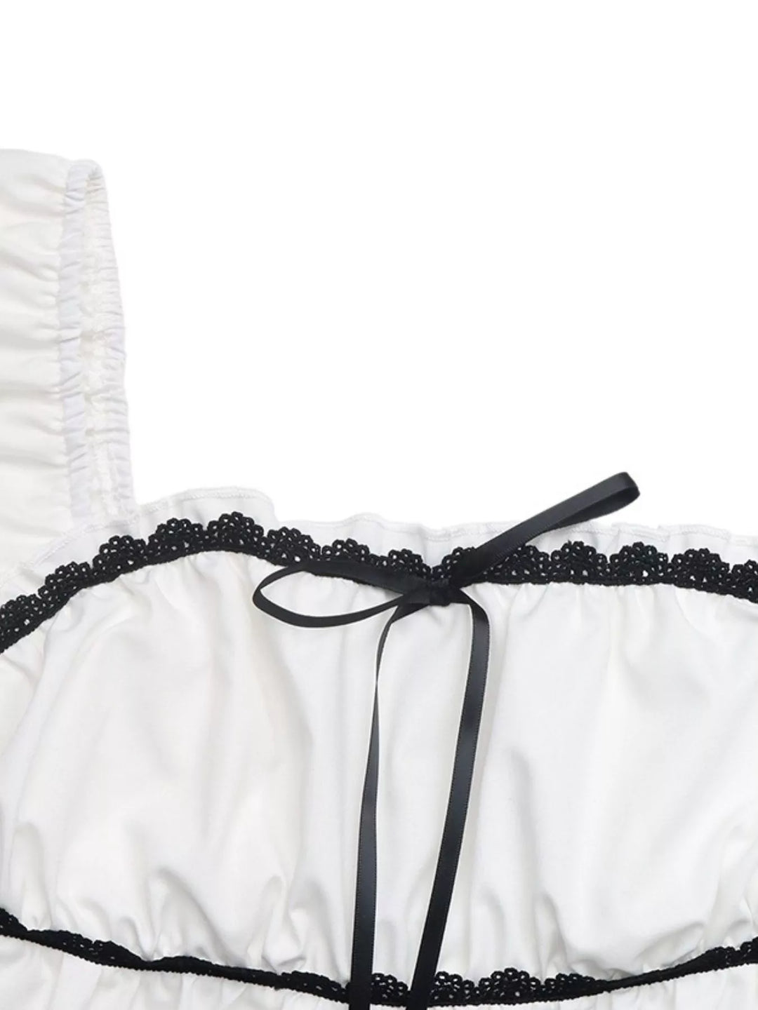 Lace Trim Bowknot Short Sleeve Blouse