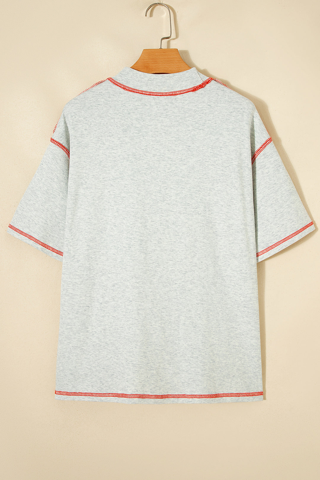 Light Grey Reversible Contrast-Stitched T-Shirt