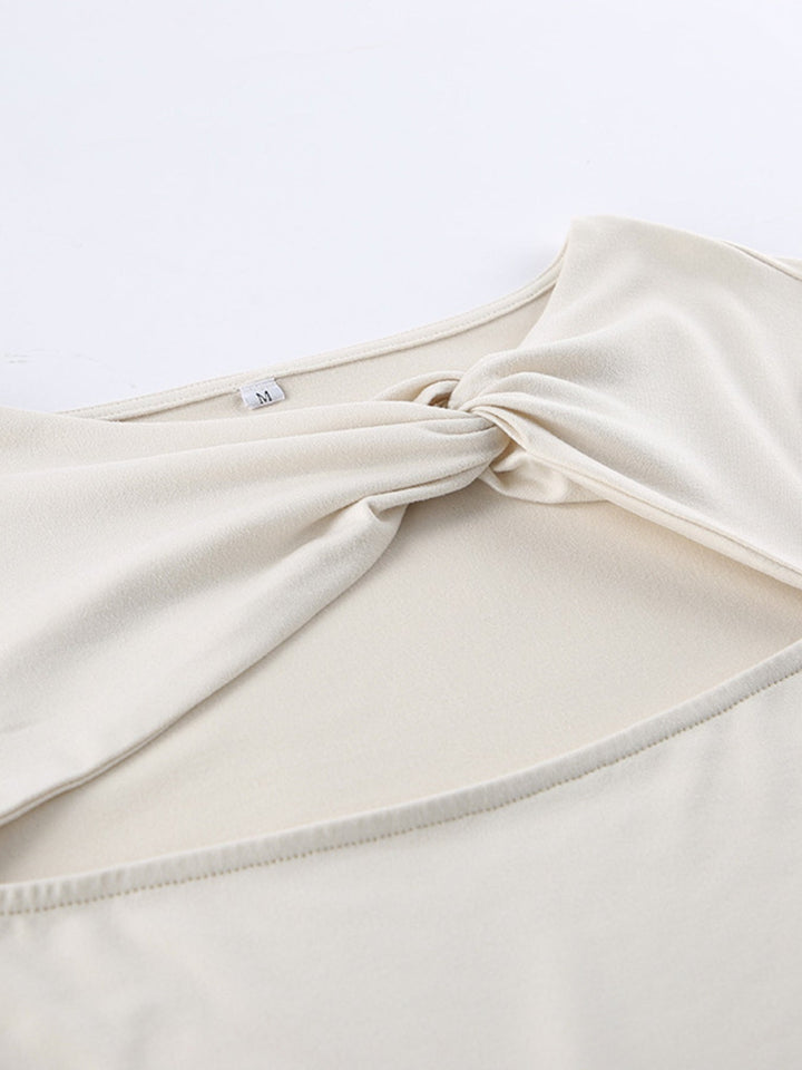 Cutout Knot Front Long Sleeve Top