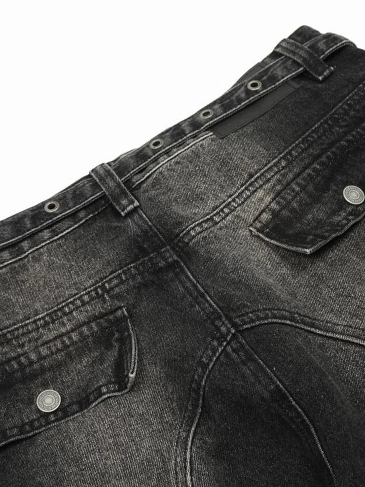 Men's Distressed Cargo Wide Leg Jeans