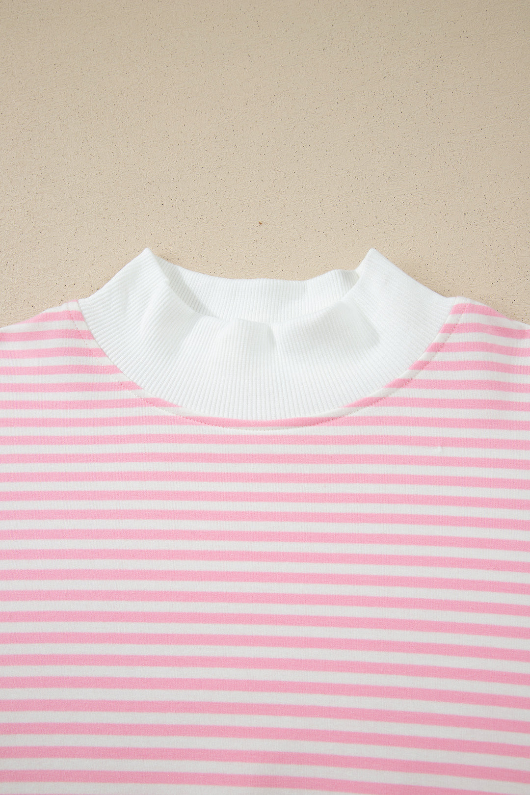 Pink Stripe Oversize Mock Neck Sweatshirt and Shorts Set
