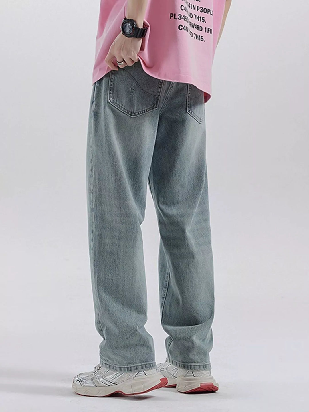 Men's Distressed Wide Leg Jeans