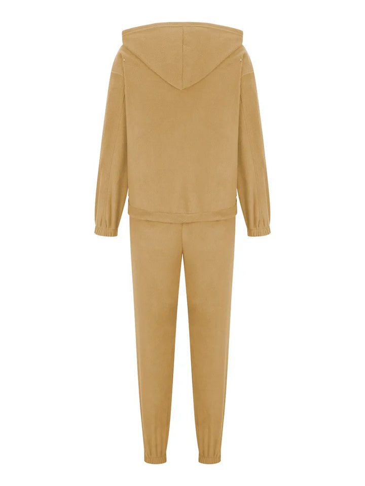 Zip Up Long Sleeve Hoodie and Joggers Set