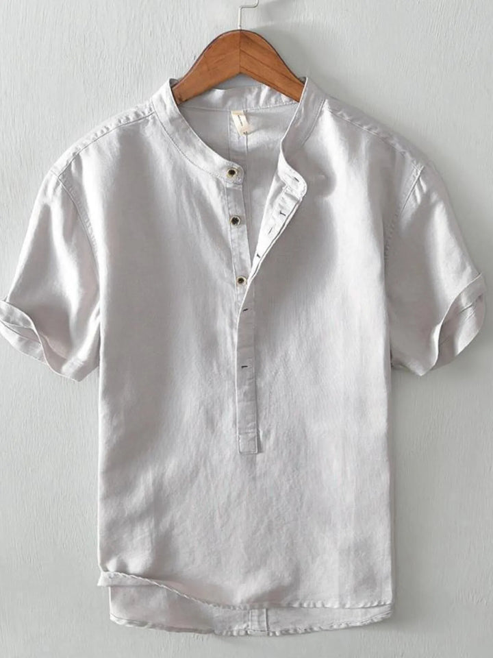 Men's Full Size Casual Button Detail Short Sleeve Blouse Plus Size