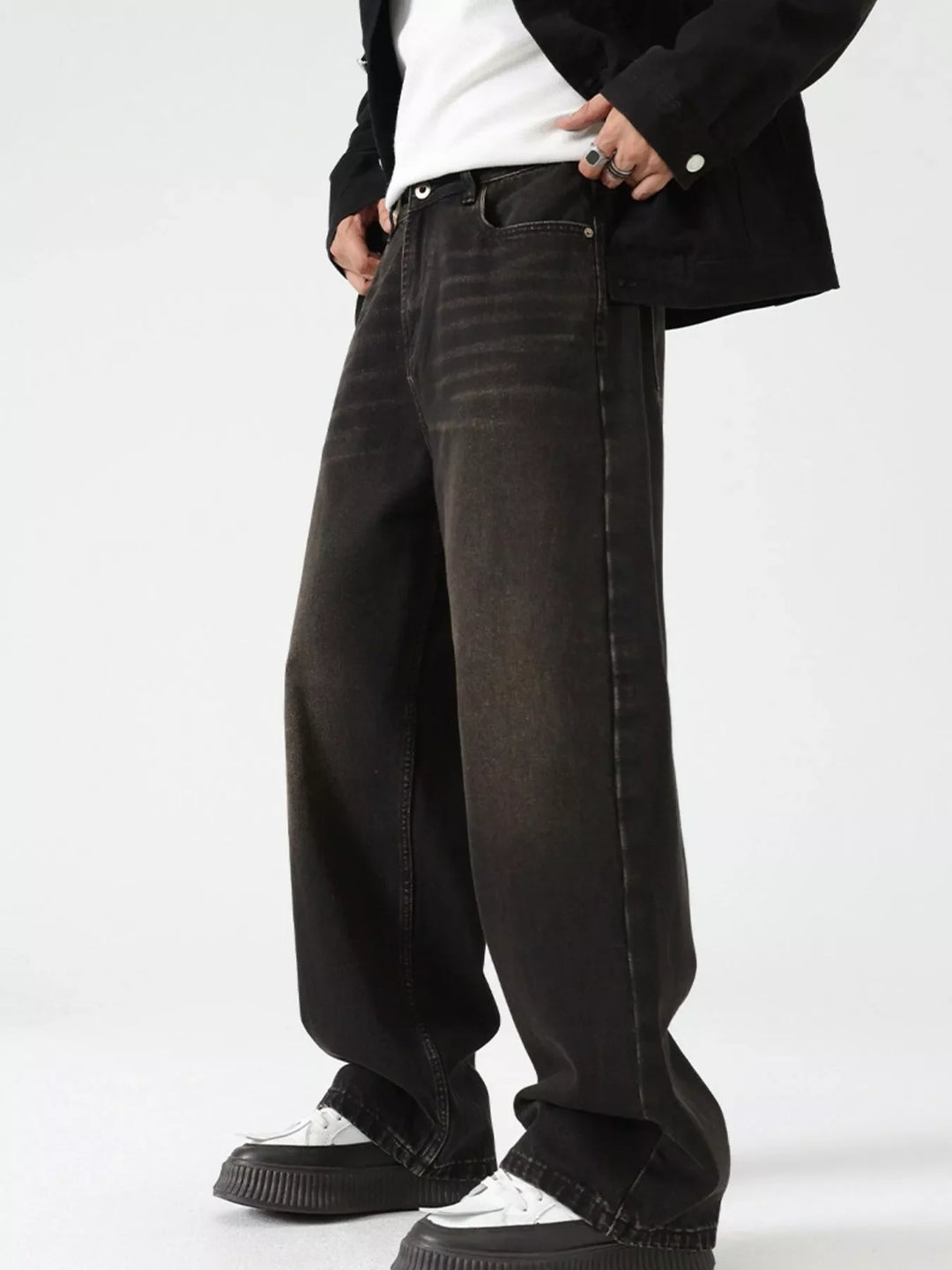 Men's Wash Wide Leg Jeans