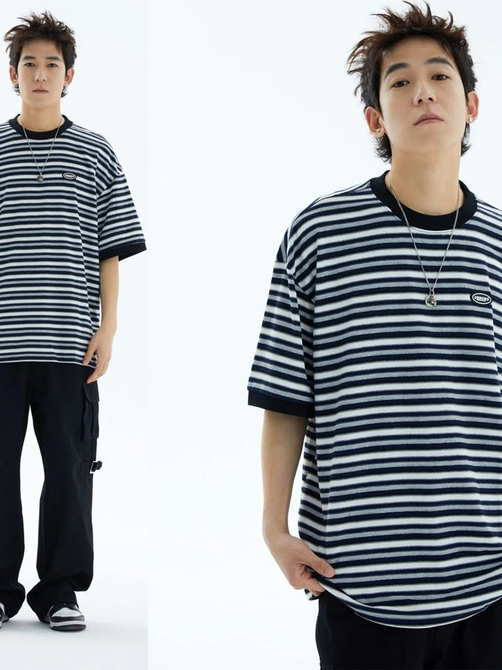 Men's Classic Striped Cotton Crew Neck T-Shirt