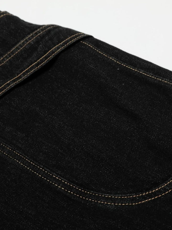Men's Wide-Leg Denim Shorts with Contrast Stitching