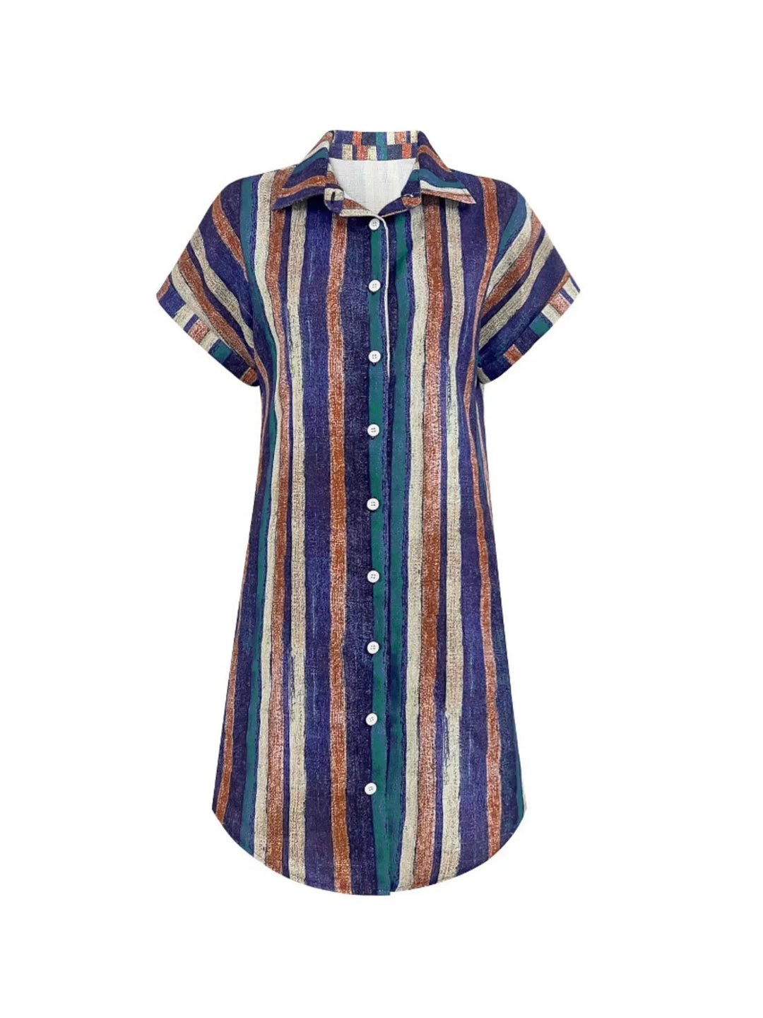 Striped Button-Front Shirt Dress