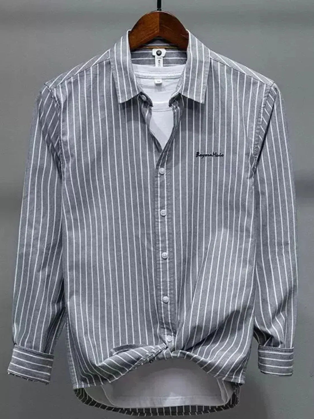 Men's Plus Size Striped Button Up Long Sleeve Shirt
