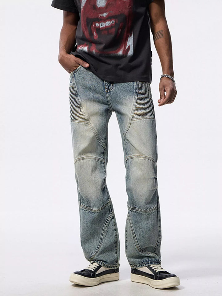 Men's Washed Wide Leg Jeans