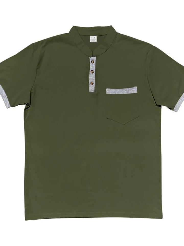 Men's Full Size Button Detail Short Sleeve Top Plus Size
