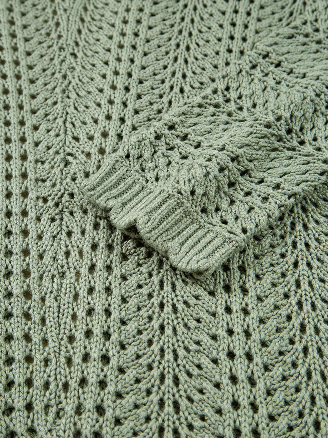Scalloped Edge Eyelet Knit Batwing Sleeve Cardigan