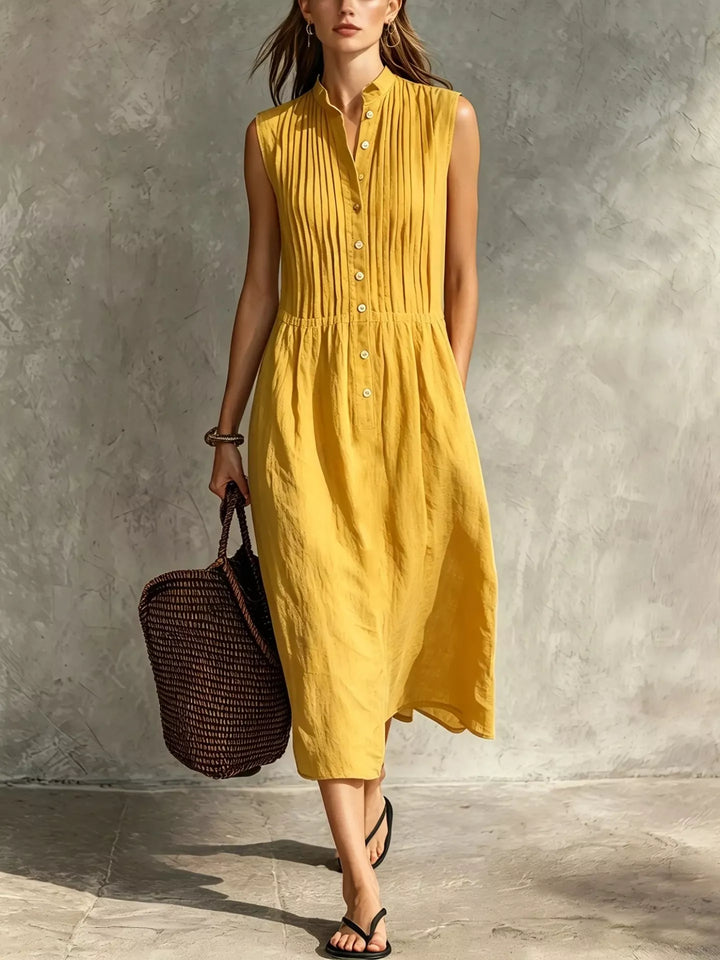 Full Size Sleeveless Button Front Midi Dress Plus Size