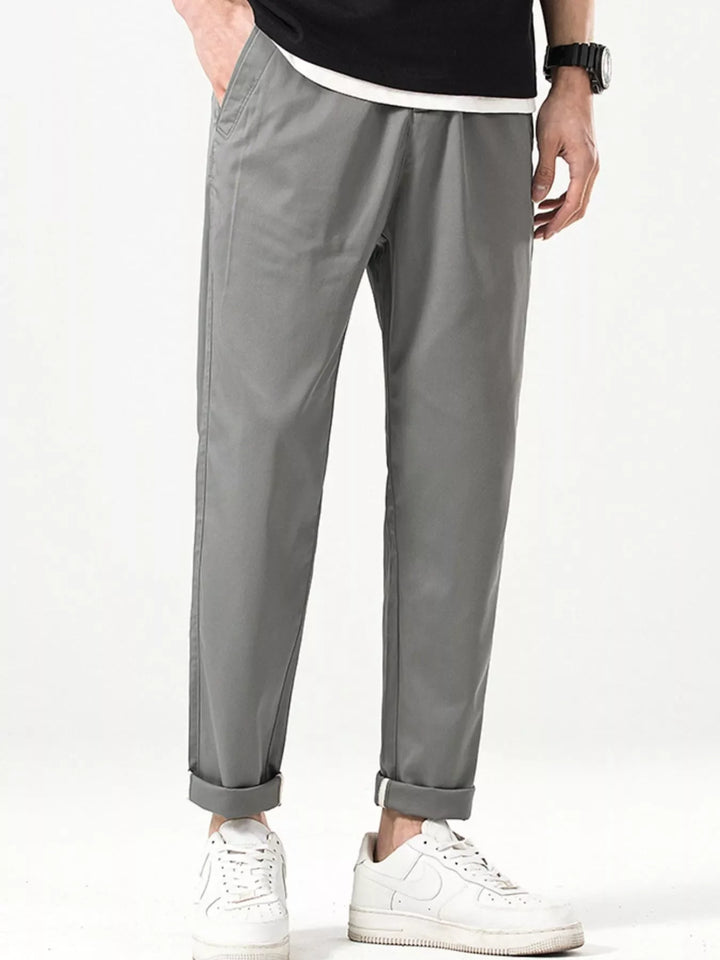 Men's Casual Straight-Leg Cropped Pants