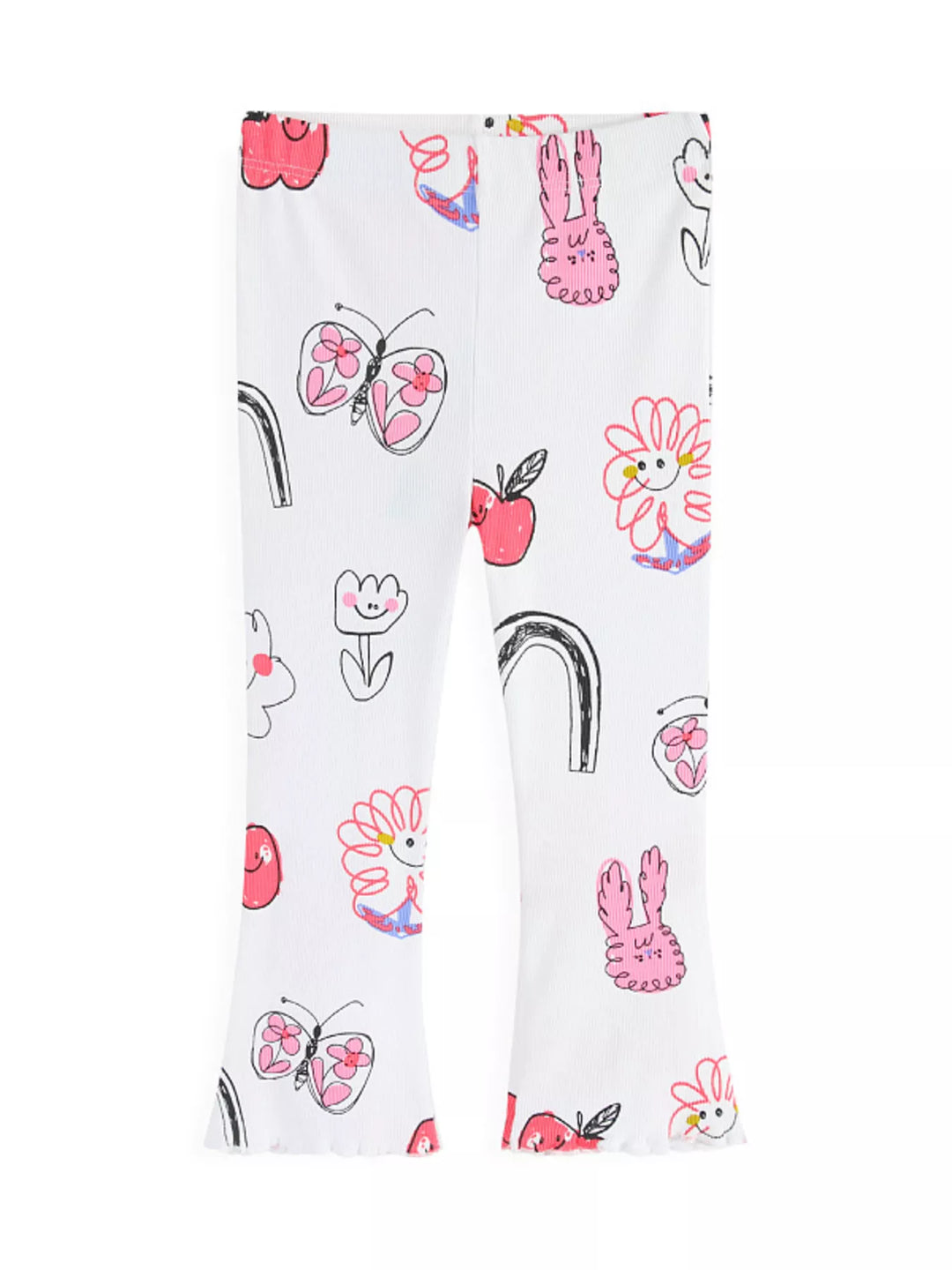 Children's Whimsical Doodle Print Flared Leggings