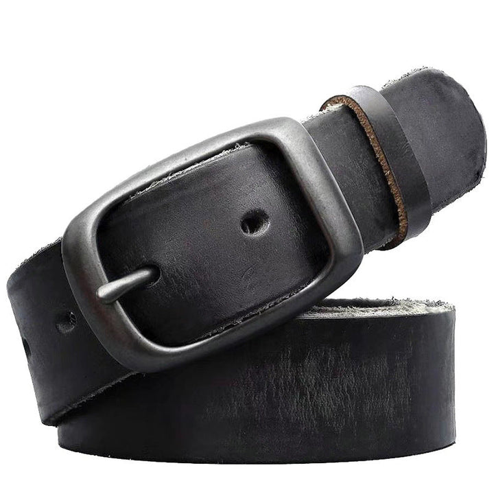 Mens Full-grain Leather Belt With A Pin Buckle
