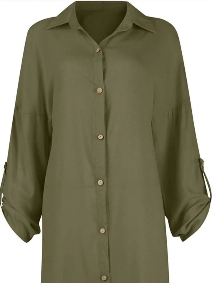 Button Down Long Sleeve Shirt Dress