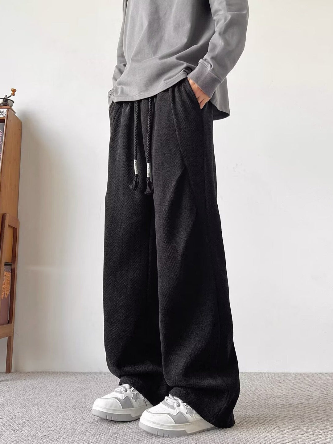 Men's Plus Size Drawstring Wide Leg Casual Pants