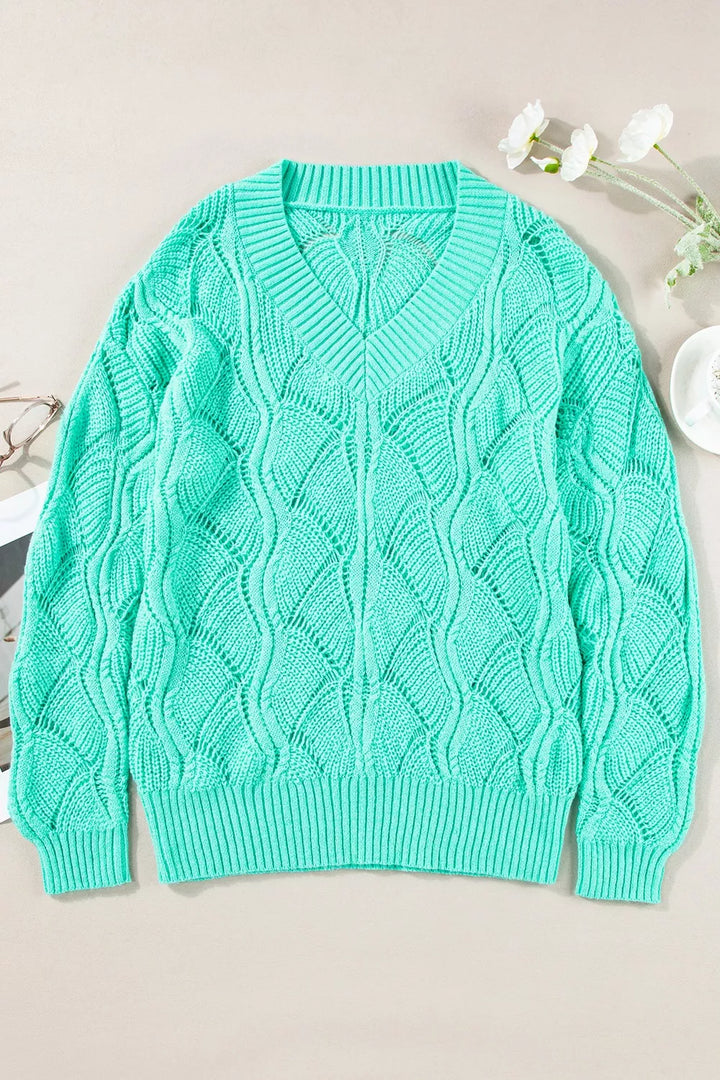 Elegant Texture V-Neck Knit Top