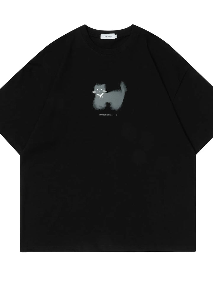 Men's Cat Graphic Round Neck Short Sleeve T-Shirt