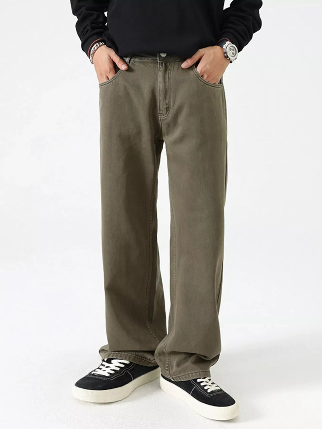 Men's Vintage Wash Wide Leg Jeans