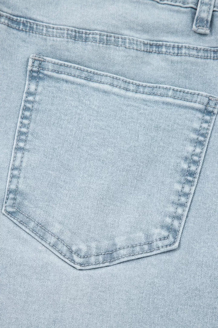 Light Wash Utility Pocket Straight Leg Jeans