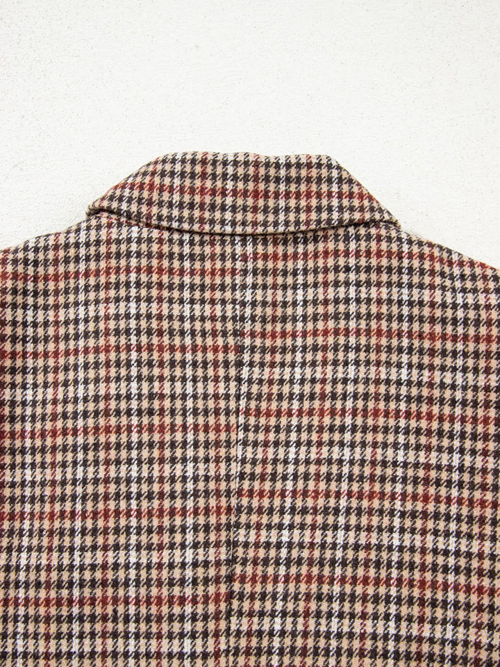 Houndstooth Lapel Collar Blazer