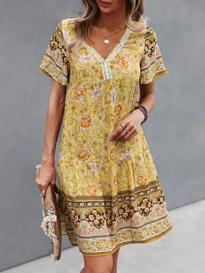 Floral Print V-Neck Summer Dress