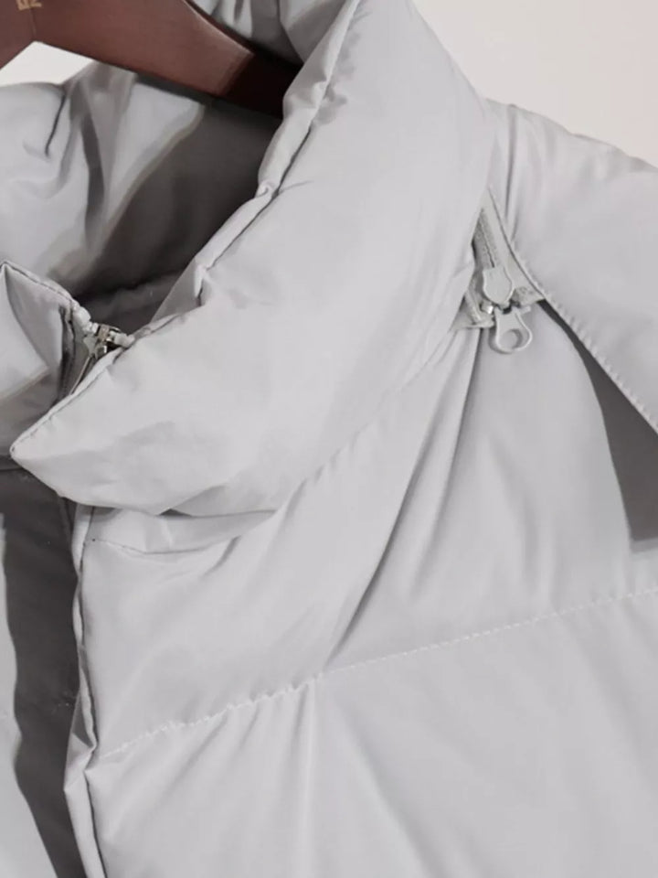 Pocketed Zip Up Hooded Puffer Jacket