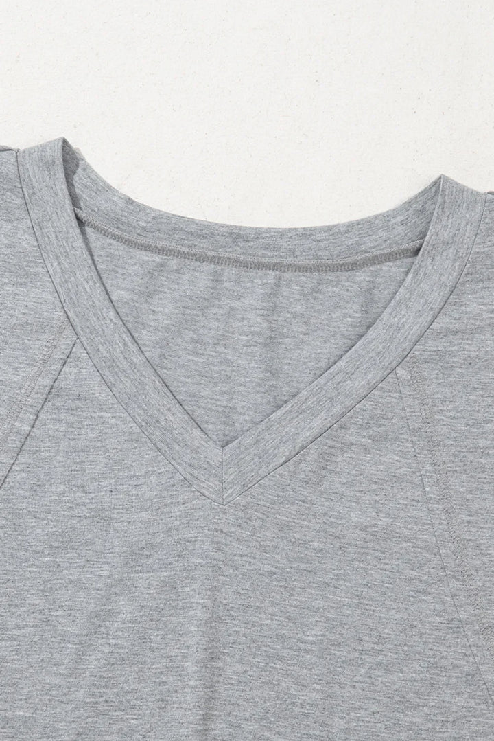High Raglan Half Sleeve V Neck Oversized T Shirt