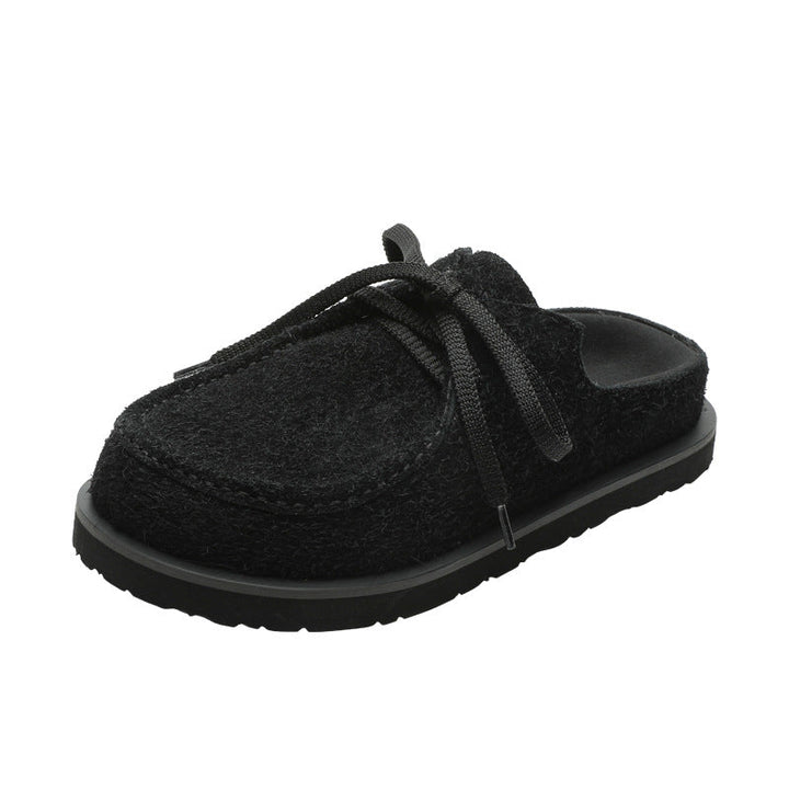 Genuine Leather Long-fur Boccon Slippers