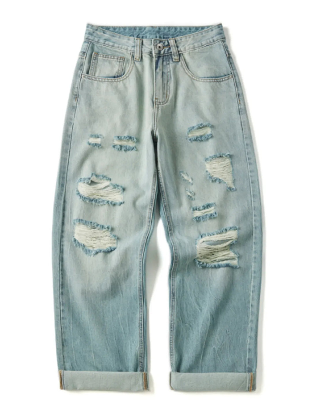 Men's Full Size Distressed Wide Leg Jeans Plus Size