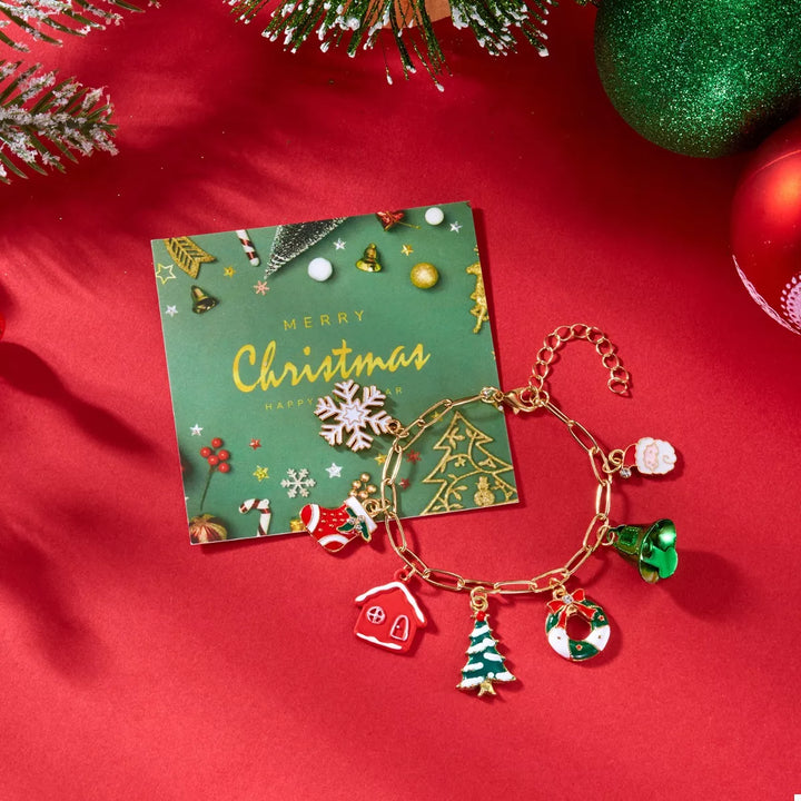 18K Gold-Plated Resin Christmas Theme Bracelet