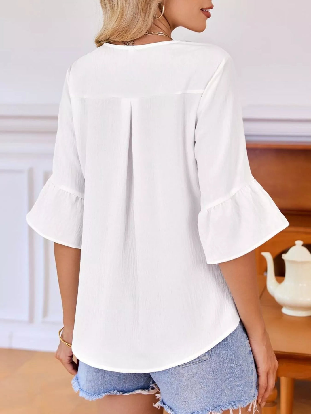 Ruffled Flounce Sleeve Blouse