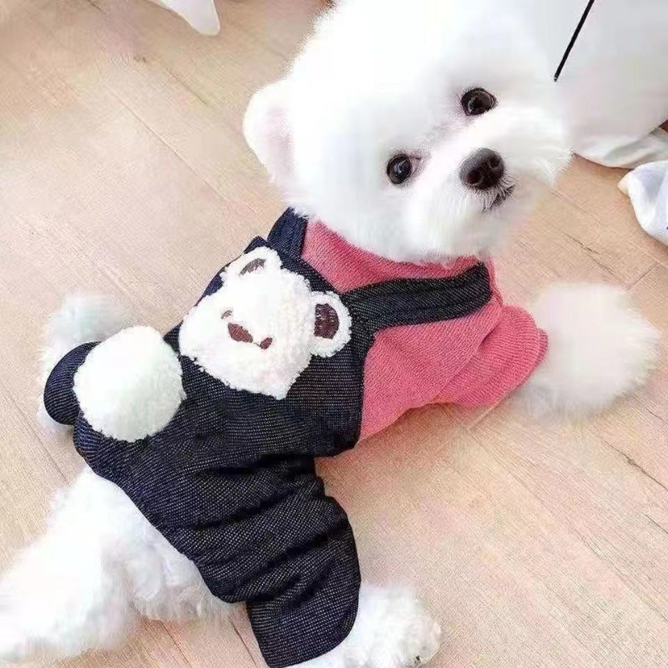 Pet Poodle Dog Clothes Cotton-padded Coat Four-leg Fleece-lined