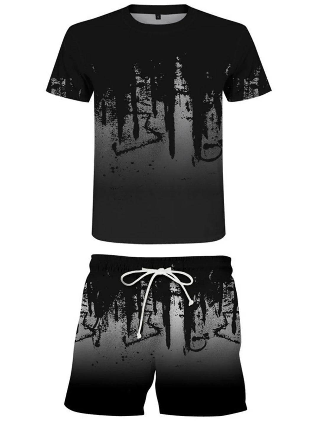 Men's Full Size Printed Short Sleeve Tee and Shorts Set Plus Size