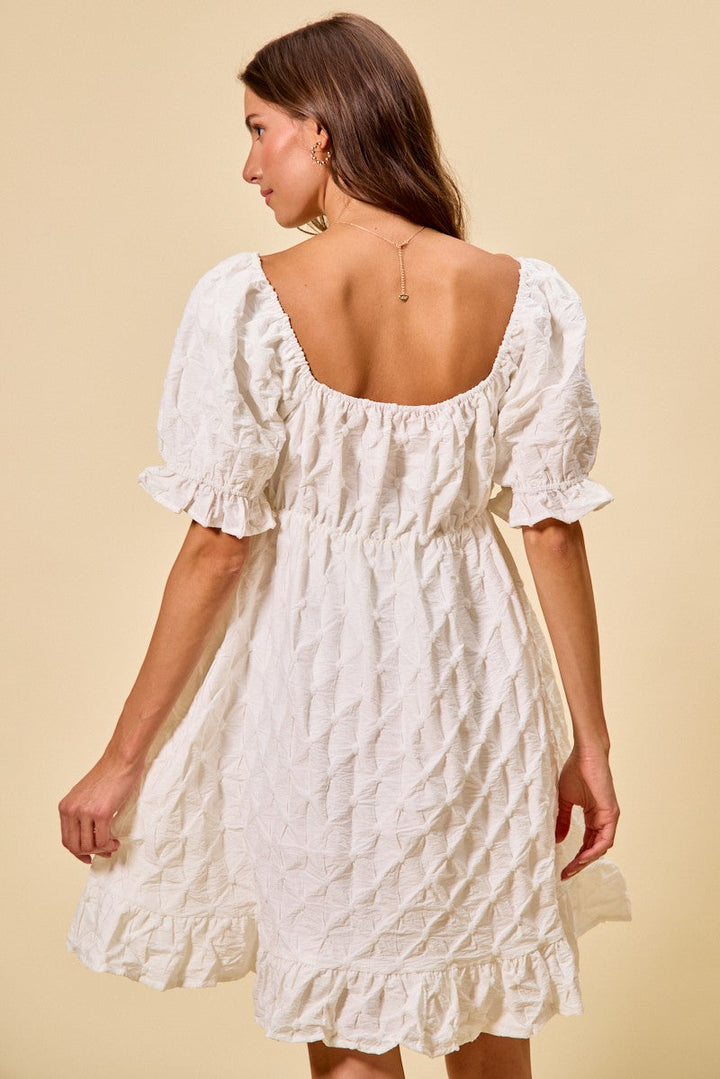 SO ME Texture Woven Ruching On Bust Mini Dress