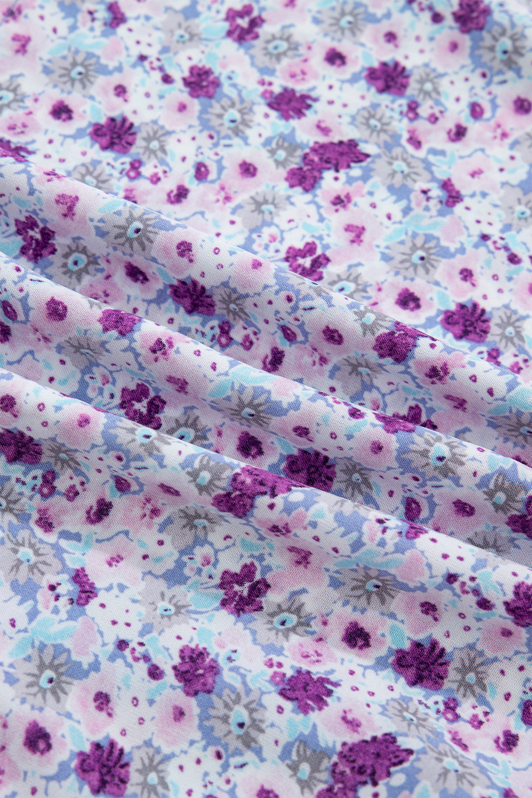 Purple Plus Size Floral Print Square Neck Smocked Maxi Dress
