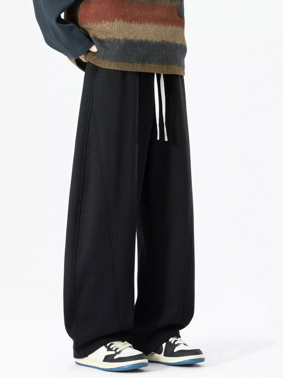 Men's Plus Size Loose Fit Drawstring Wide Leg Pants