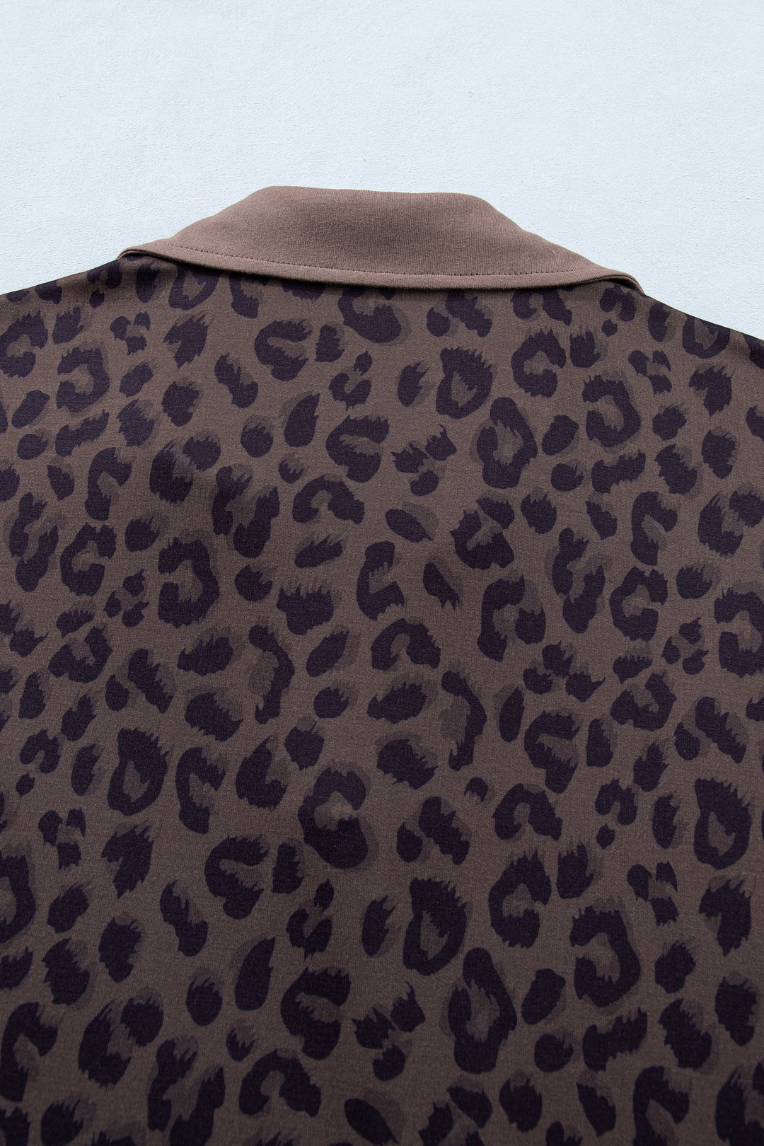 Brown V Neck Collar Leopard Printed 2pcs Short Set