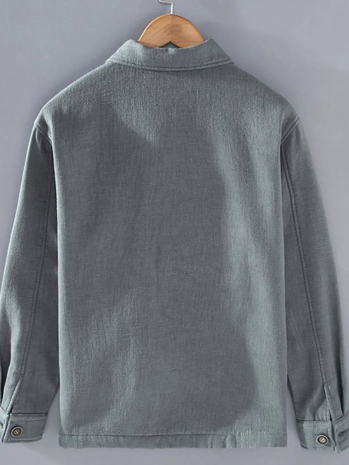 Men's Plus Size Button Up Long Sleeve Shacket