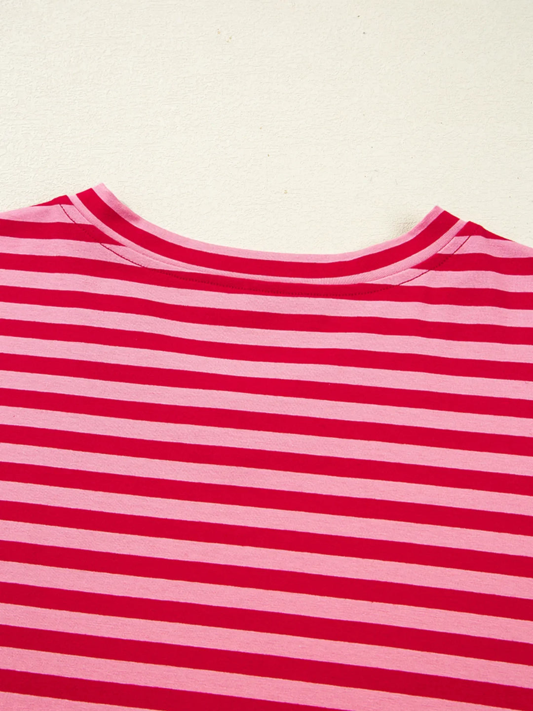 Contrast Striped Drop Shoulder V Neck Top