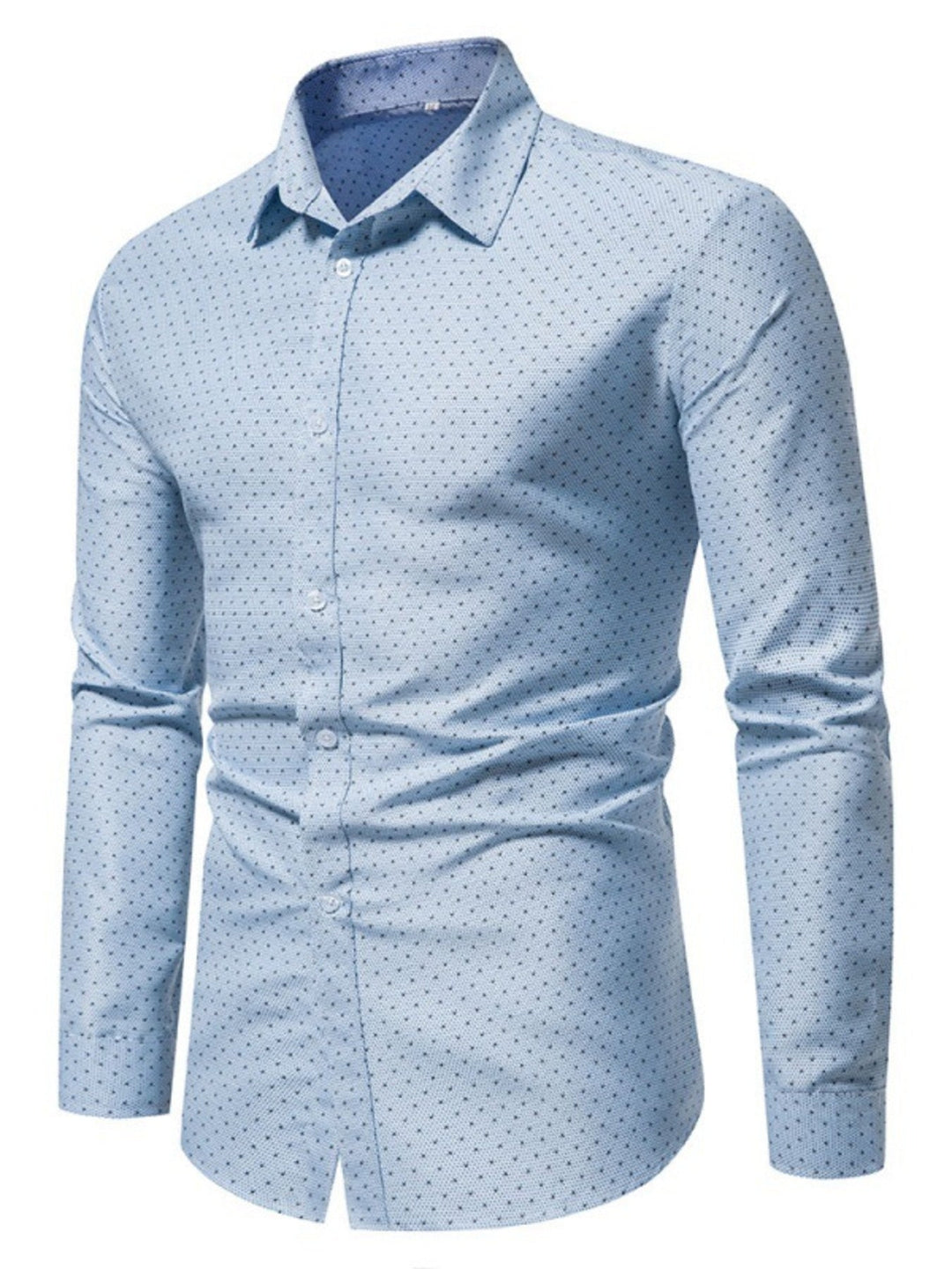 Men's Slim Fit Dotted Pattern Long Sleeve Shirt