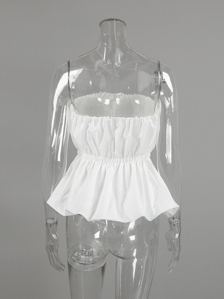 Ruched Bubble Hem Tube Top