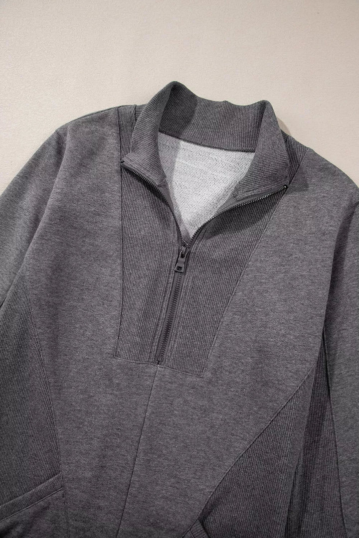 Zip Front Long Sleeve Sweatshirt Dress