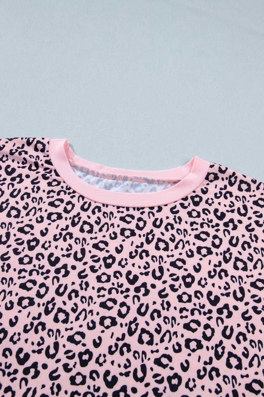 Pink Leopard Striped Contrast Patchwork Plus Size Tee