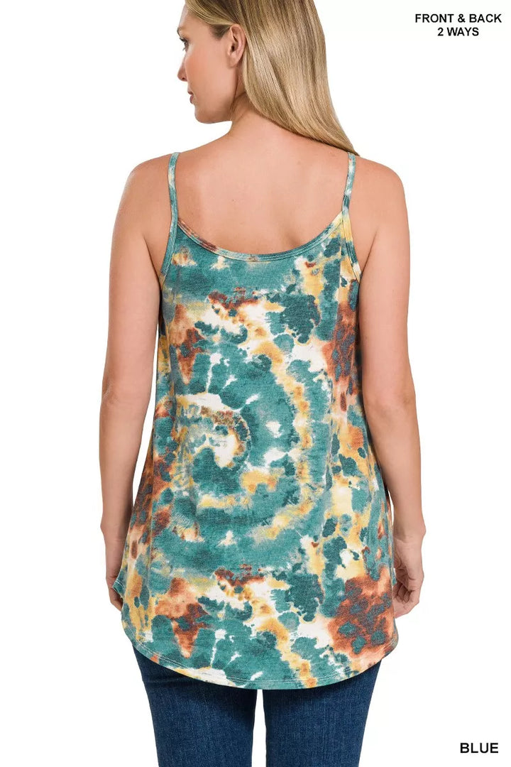 Zenana Tie Dye Front & Back Reversible Spaghetti Cami