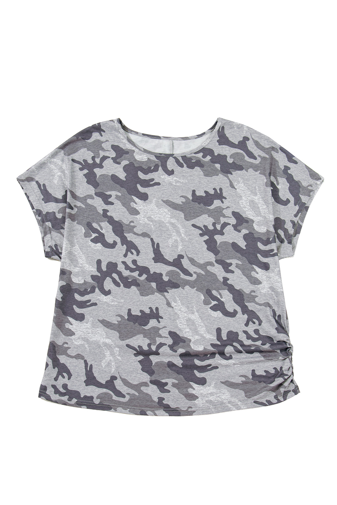 Gray Plus Size Camo Print Casual T Shirt