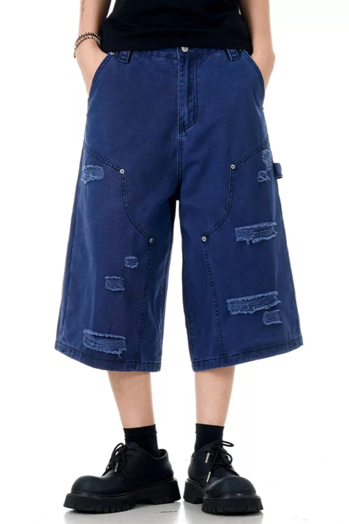 Men's Distressed Wide Leg Shorts