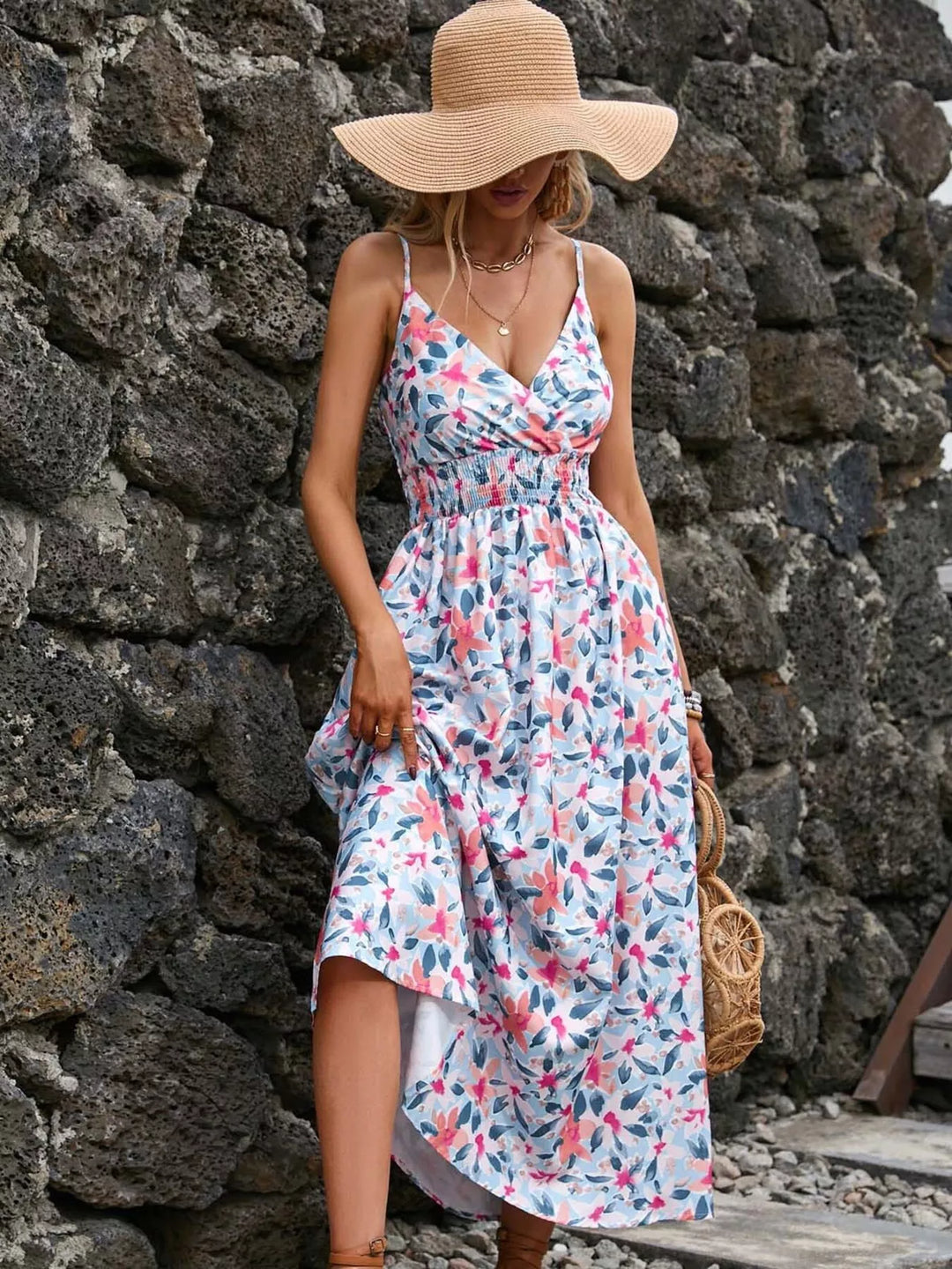 Paisley Print Spaghetti Strap Midi Dress